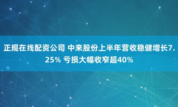 正规在线配资公司 中来股份上半年营收稳健增长7.25% 亏损大幅收窄超40%
